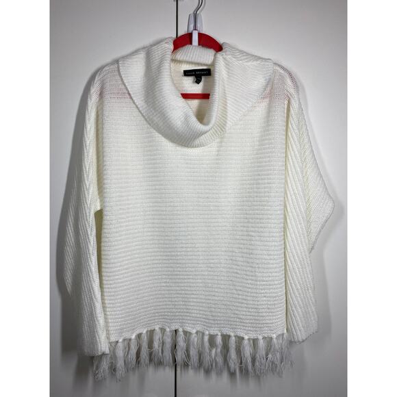 Lane Bryant White Cowl Neck Relaxed Fit Fringe Sweater Size 14/16 - Picture 7 of 9